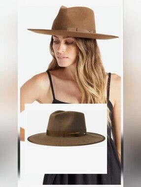 Brixton Jo Rancher Desert Palm Wide-Brim Wool Fedora Hat Large Western Boho NWT